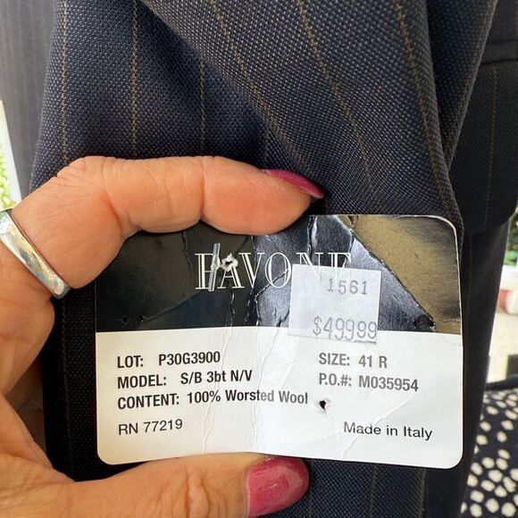 Pavone Charcoal Pinstripe Worsted Wool Suit - Jacket (41R) & Pants (35W/32L)-NWT - Picture 6 of 11